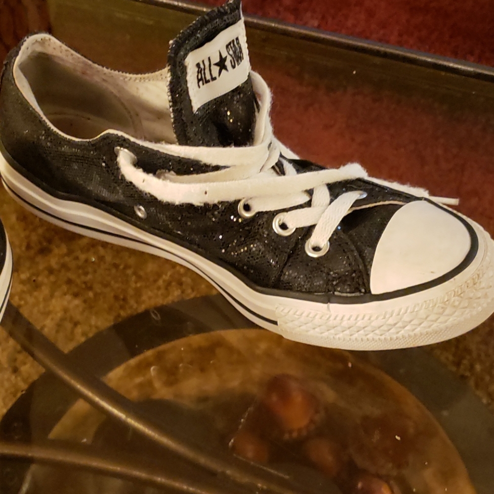 Black Sequined Converse All Stars - Picture 2 of 8